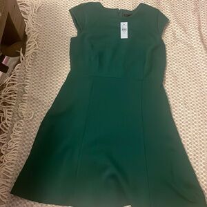 Ann Taylor Petite Pique Belted Flare Dress size 10P. NWT. Kelly green.